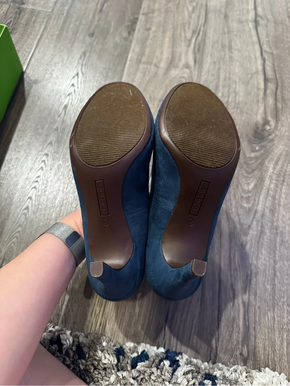 Kelly & Katie Navy blue Suede High Heel Pumps peacock mic Isabella size 8.5 - Picture 7 of 10